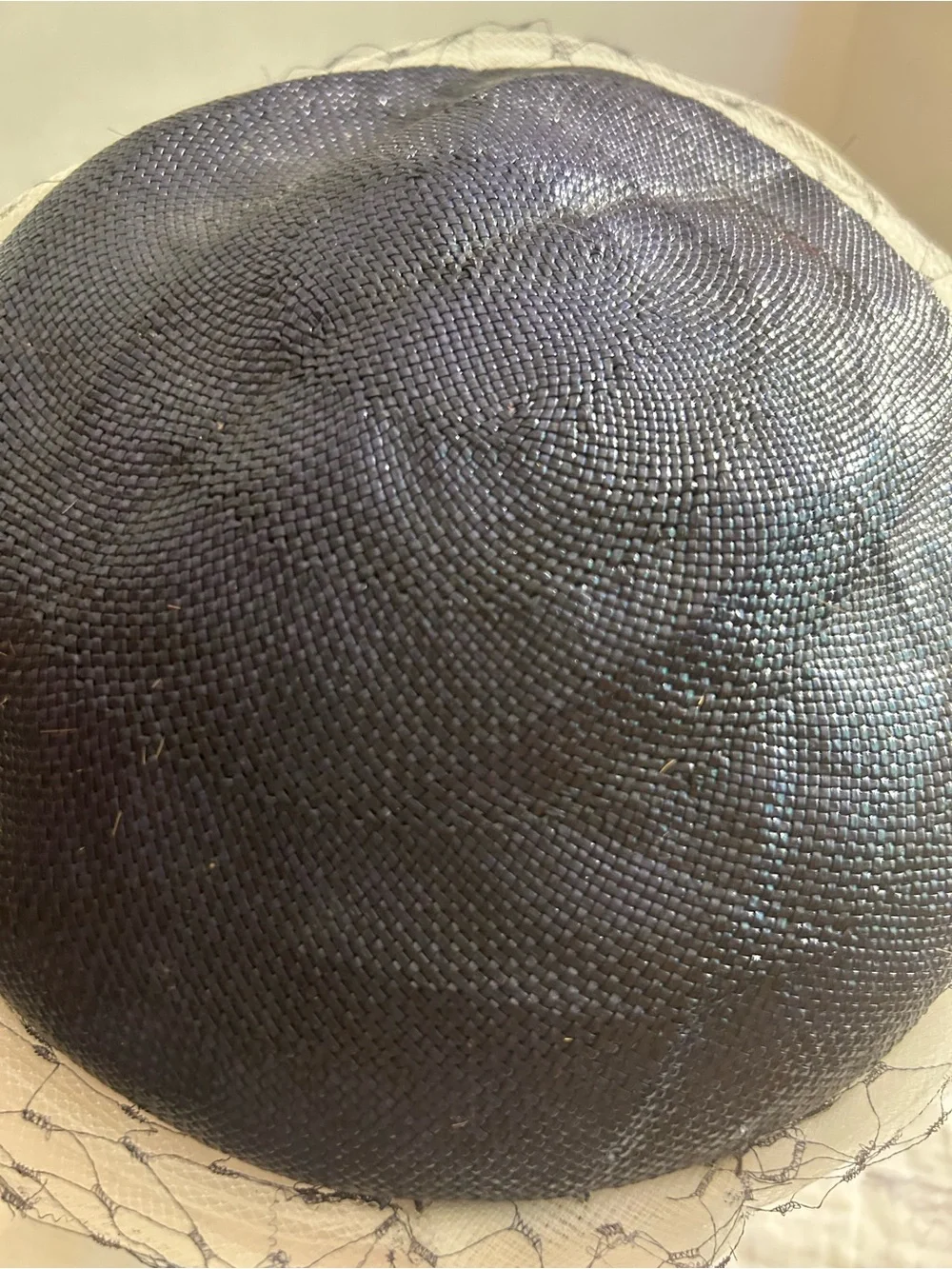 VTG STYLE PILL BOX BLACK WITH CREAM MESH NET HAT - Picture 10 of 11